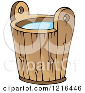 Clipart Of A Wooden Water Bucket 2 Royalty Free Vector Illustration