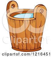 Clipart Of A Wooden Water Bucket 2 Royalty Free Vector Illustration