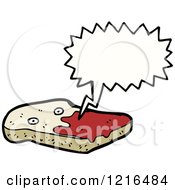 Cartoon Of A Slice Of Bread And Jam Speaking Royalty Free Vector Illustration by lineartestpilot