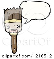 Cartoon Of A Paintbrush Speaking Royalty Free Vector Illustration by lineartestpilot