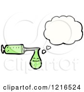Cartoon Of A Syringe Thinking Royalty Free Vector Illustration by lineartestpilot