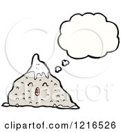 Cartoon Of A Thinking Mountain Royalty Free Vector Illustration by lineartestpilot