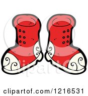 Cartoon Of A Pair Of Red Boots Royalty Free Vector Illustration by lineartestpilot