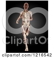 Poster, Art Print Of 3d Running Xray Man With Visible Skeleton Over Black