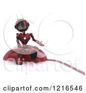 Clipart Of A 3d Red Android Robot Presenting On A Computer Mouse Royalty Free Illustration