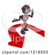 Poster, Art Print Of 3d Red Android Robot Talking By A U Turn Arrow