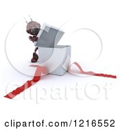 Poster, Art Print Of 3d Red Android Robot Opening A Gift Box