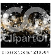 Poster, Art Print Of Christmas Background Of Gold And Silver Bokeh Flares And Stars On Black