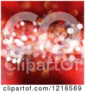 Clipart Of A Red Background Of Stars Flares And Snowflakes Royalty Free Illustration
