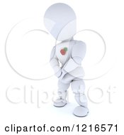 Poster, Art Print Of 3d White Character Wearing A Poppy In Remembrance