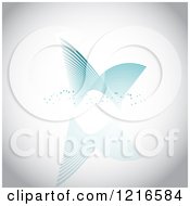 Clipart Of A Blue Decorative Line Logo With Dots Over Gray Royalty Free Vector Illustration