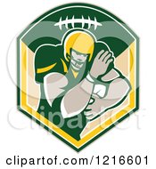 Poster, Art Print Of Gridiron American Football Running Back With A Ball In A Shield