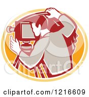 Clipart Of A Retro Photographer Using A Vintage Camera Royalty Free Vector Illustration