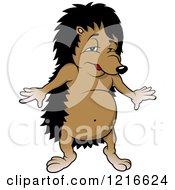 Clipart Of A Hedgehog Standing Upright Royalty Free Vector Illustration