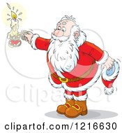 Poster, Art Print Of Santa Holding A Candle In One Hand And Hat In The Other