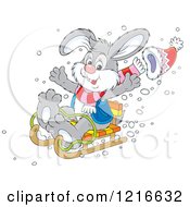 Poster, Art Print Of Happy Rabbit Sledding