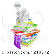 Silver Person Thining Atop A Stack Of Books