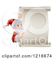 Poster, Art Print Of Young Santa Claus Pointing To A Scroll Christmsa Sign