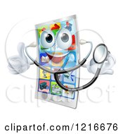 Poster, Art Print Of Smart Phone Mascot Holding A Thumb Up And Wearing A Stethoscope
