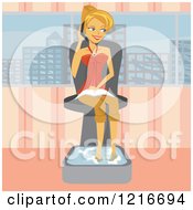 Clipart Of A Happy Woman Talking On Her Phone While Soaking Her Feet In A Spa Royalty Free Vector Illustration by Amanda Kate