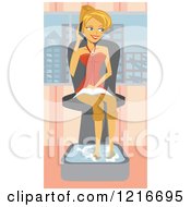 Happy Woman Talking On Her Phone While Soaking Her Feet In An Urban Spa