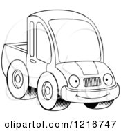 Poster, Art Print Of Black And White Happy Smiling Pickup Truck Mascot