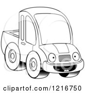 Poster, Art Print Of Black And White Happy Pickup Truck Mascot