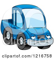 Depressed Blue Pickup Truck Mascot