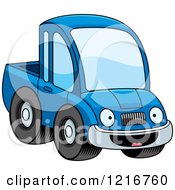 Poster, Art Print Of Happy Blue Pickup Truck Mascot