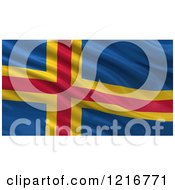 Poster, Art Print Of 3d Waving Flag Of Aland With Rippled Fabric