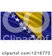 Poster, Art Print Of 3d Waving Flag Of Bosnia And Herzegovina With Rippled Fabric