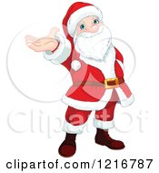 Cartoon Santa Claus Holding Up His Hand