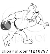 Clipart Of A Bulldog Bowling Royalty Free Vector Illustration by LaffToon