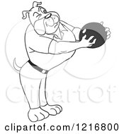Poster, Art Print Of Bulldog Holding A Bowling Ball And Aiming