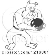 Clipart Of A Bulldog Holding A Bowling Ball Royalty Free Vector Illustration by LaffToon