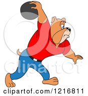 Clipart Of A Bulldog Swinging His Arm Far Back With A Bowling Ball Royalty Free Vector Illustration by LaffToon