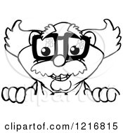 Clipart Of A Happy Black And White Professor Or Scientist Over A Sign Royalty Free Vector Illustration