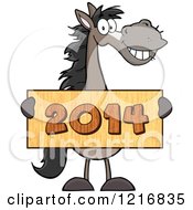 Poster, Art Print Of Happy Gray Horse Holding A New Year 2014 Sign