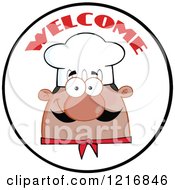 Clipart Of A Cartoon Black Happy Chef With A Mustache In A Welcome Circle Royalty Free Vector Illustration