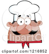 Clipart Of A Cartoon Happy Black Chef With A Mustache Royalty Free Vector Illustration