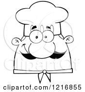 Clipart Of An Outlined Cartoon Happy Chef With A Mustache Royalty Free Vector Illustration