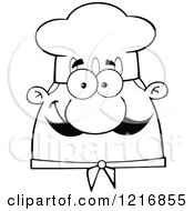 Poster, Art Print Of Outlined Cartoon Happy Chef With A Mustache