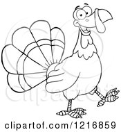 Poster, Art Print Of Outlined Cartoon Happy Turey Bird Walking