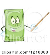 Poster, Art Print Of Happy Dollar Bill Mascot Using A Pointer Stick