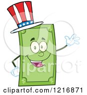 Clipart Of A Happy Patriotic Dollar Bill Mascot Waving Royalty Free Vector Illustration
