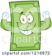 Poster, Art Print Of Happy Dollar Bill Mascot Flexing