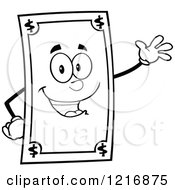 Poster, Art Print Of Outlined Happy Dollar Bill Mascot Waving