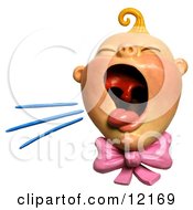 Clay Sculpture Clipart Baby Girl Screaming Royalty Free 3d Illustration