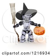 Poster, Art Print Of 3d Robot Dressed As A Witch For Halloween
