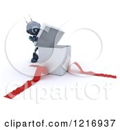 Poster, Art Print Of 3d Blue Android Robot Opening A Gift Box